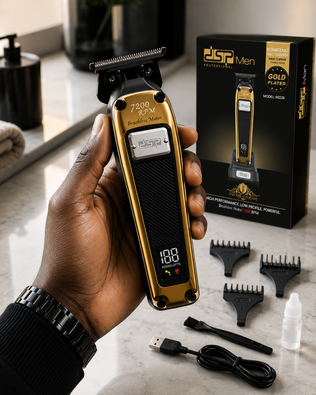DSP Professional Beard Trimmer for Men Cordless Trimmer Men Barber BLDC Motor & DLC Coated Blade Bald Head Clipper for Men